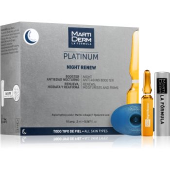 MartiDerm Platinum Night Renew serum cu efect exfoliant in fiole accesorii imagine noua