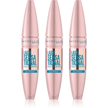 MAYBELLINE NEW YORK Lash Sensational mascara rezistent la apa pentru alungire, rotire si volum culoare Black