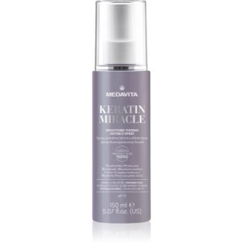 Medavita Keratin Miracle Smoothing Thermo Defence Spray spray cu protecție termică, pentru aranjarea cu placa și cu ondulatorul pentru păr