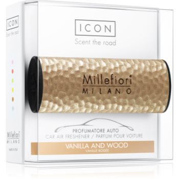 Millefiori icon vanilla & wood parfum pentru masina hammered metal