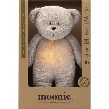 Moonie Bear 2.0 Organic Grey jucărie de adormit cu melodie