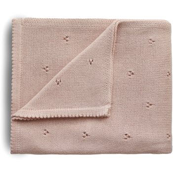 Mushie Knitted Pointelle Baby Blanket pled împletit pentru copii Mushie