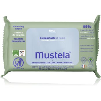 Mustela Compostable at Home Cleansing Wipes servetele pentru curatare produs parfumat