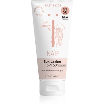 Naif Baby & Kids Sun Lotion SPF 50 cremă pentru plaja fara parfum