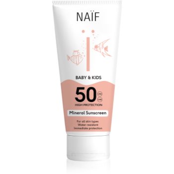 Naif Baby & Kids Mineral Sunscreen SPF 50 crema pentru protectie solara pentru bebeluși și copii mici