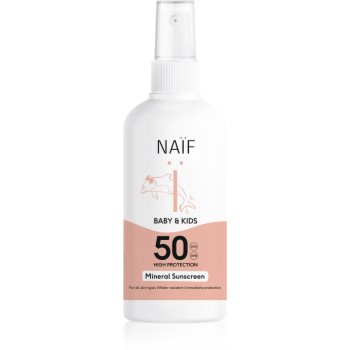 Naif Baby & Kids Mineral Sunscreen SPF 50 spray protector pentru plajă pentru copii