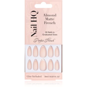 Nail HQ Almond Matte French unghii artificiale cu lipici