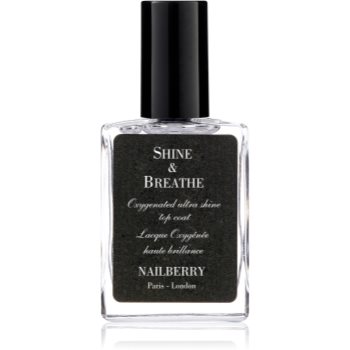 NAILBERRY Shine & Breathe Oxygenated Ultra Shine Top Coat lac de unghii pentru o protecție perfectă și strălucire intensă