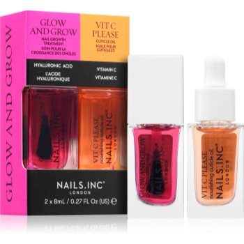 Nails Inc. Glow and Grow & Vit C Please set de lacuri de unghii cu efect de nutritiv