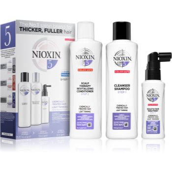 Nioxin System 5 Color Safe Chemically Treated Hair Light Thinning set (pentru par moderat sau semnificativ e subtire, tratat sau netratat chimic) unisex accesorii imagine noua