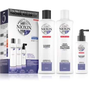 Nioxin System 5 Color Safe Chemically Treated Hair Light Thinning set (pentru par moderat sau semnificativ e subtire, tratat sau netratat chimic) unisex Accesorii