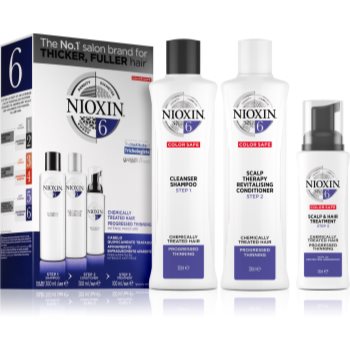 Nioxin System 6 Color Safe Chemically Treated Hair set cadou pentru parul subtiat accesorii imagine noua
