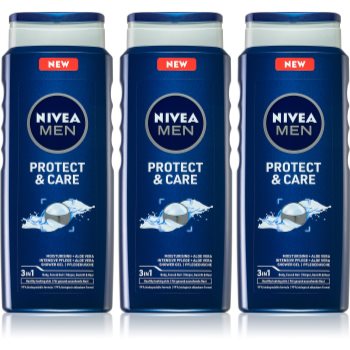 Nivea Men Protect & Care Gel de duș pentru bărbați 3 x 500 ml (ambalaj economic) Nivea Bărbați