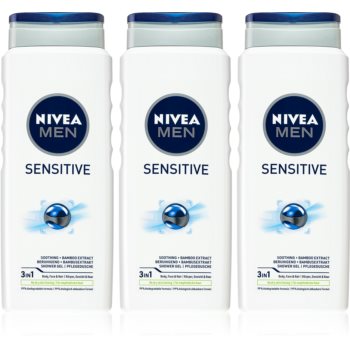 Nivea Men Sensitive Gel de duș pentru bărbați 3 x 500 ml (ambalaj economic) Nivea Bărbați