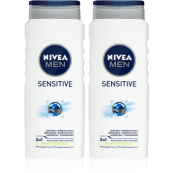 Nivea Men Sensitive gel de dus pentru corp si par 2 x 500 ml (ambalaj economic) Nivea