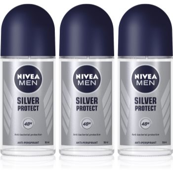 Nivea Men Silver Protect antiperspirant roll-on 3 x 50 ml (48 de ore) Nivea