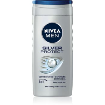 Nivea Men Silver Protect gel de duș pe fata , corp si par