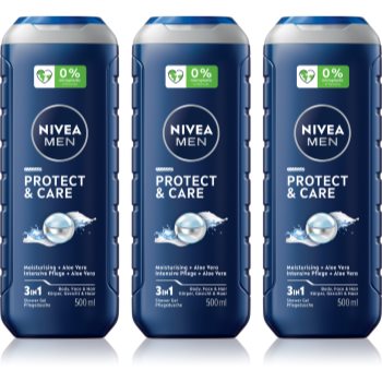 NIVEA MEN Protect & Care Gel de duș pentru bărbați ambalaj economic 3 x 500 ml