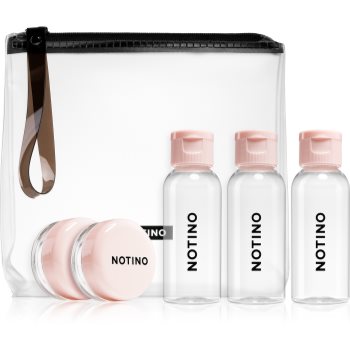 Notino Travel Collection set de călătorie cu 5 flacoane goale într-o geantă și autocolante Pink Notino imagine