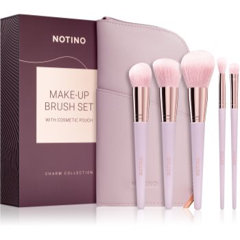 Notino Charm Collection Make-up brush set with cosmetic pouch set de pensule cu geantă Dusty pink accesorii imagine noua