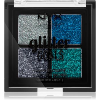 NYX Professional Makeup Glitter Goals paletă cu farduri cu sclipici pachet mic