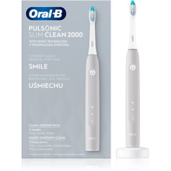 Oral B Pulsonic Slim Clean 2000 Grey periuta de dinti cu ultrasunete imagine 2021 notino.ro