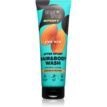 Organic Shop Sport Almond & Protein gel de dus pentru corp si par pentru barbati