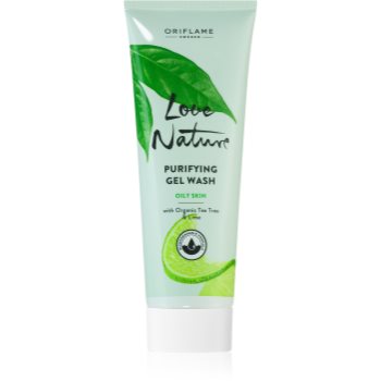 Oriflame Love Nature Organic Tea Tree & Lime gel intens pentru curatare pentru ten gras si problematic