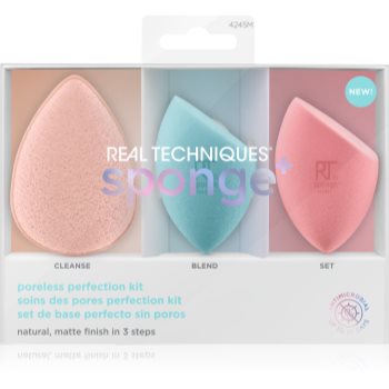 Real Techniques Sponge+ Poreless Perfection set cadou (pentru pielea cu imperfectiuni) notino.ro imagine
