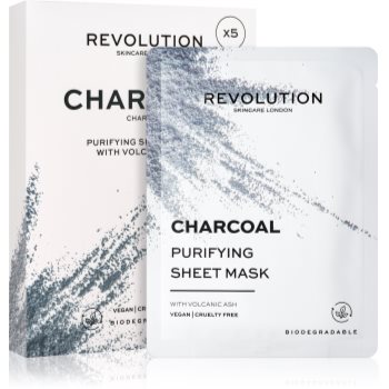 Revolution skincare purifying charcoal set de măști textile pentru ten gras si problematic
