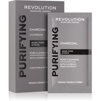 Revolution Skincare Purifying Charcoal patch-uri de curatare a prilor de pe nas cu cărbune activ