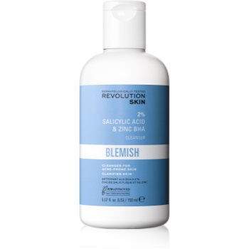 Revolution Skincare Blemish 2% Salicylic Acid & Zinc BHA gel exfoliant de curățare pentru ten acneic notino.ro