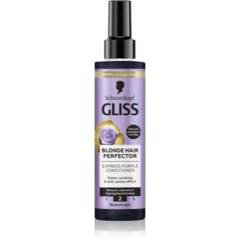 Schwarzkopf Gliss Blonde Hair Perfector balsam (nu necesita clatire) neutralizeaza tonurile de galben