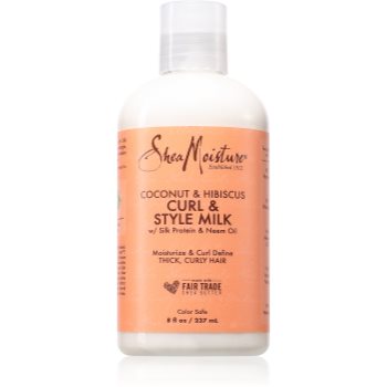 Shea Moisture Coconut & Hibiscus Curl & Style lapte hidratant pentru păr creț