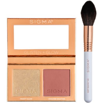 Sigma Beauty Glisten + Glow Cheek Duo blush pentru iluminare cu pensula Beauty