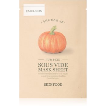 Skinfood Sous Vide Pumpkin mască textilă pentru contururile faciale, cu efect de fermitate pentru o piele mai luminoasa