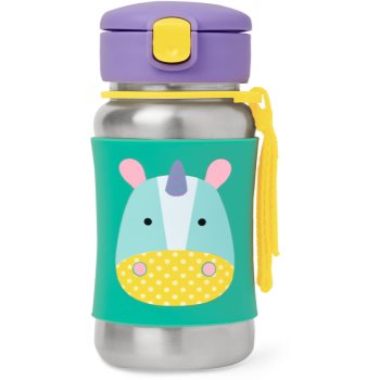 Skip Hop Zoo Straw Bottle sticlă inoxidabilă pentru apă cu pai