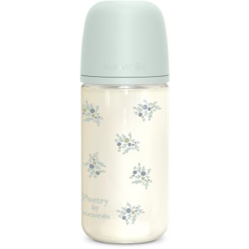 Suavinex Poetry SX Pro Physiological Glass M скляна пляшечка для годування 3 m+ Medium Flow - Blue 1 кс
