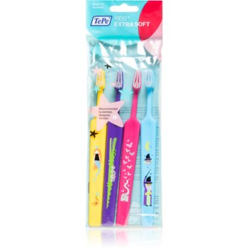 TePe Kids Extra Soft Periuțe de dinți extra-moi pentru copii, 4 bucăți
