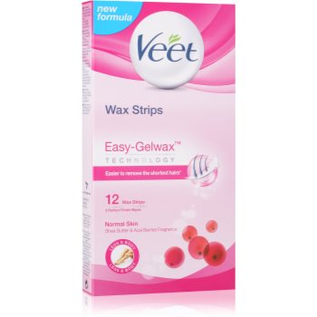 Veet Wax Strips benzi depilatoare cu ceara rece unt de shea si arome de fructe de padure