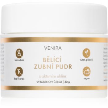 Venira Whitening tooth powder pudră cu cărbune activ, pentru albirea dinților cu cocos