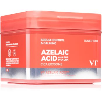 VT Cosmetics Azelaic Acid Sebum Control & Calming Toner Pad тонізувальні патчі для живлення та зволоження 60 кс