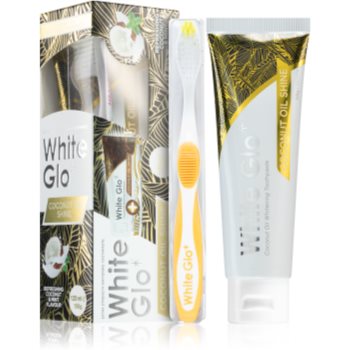 White Glo Coconut Oil Shine pasta de dinti cu efect innalbitor cu pensula notino.ro Cosmetice și accesorii