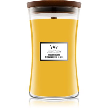 Woodwick Seaside Mimosa lumânare parfumată cu fitil din lemn din imagine noua