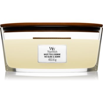 Woodwick White Tea & Jasmine lumânare parfumată cu fitil din lemn (hearthwick)
