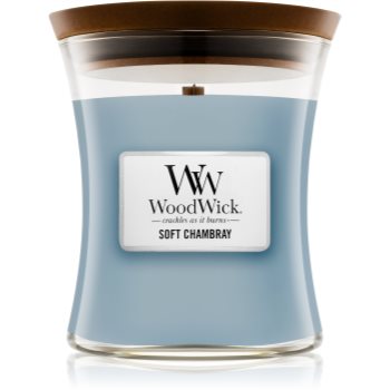 Woodwick Soft Chambray lumânare parfumată cu fitil din lemn notino.ro
