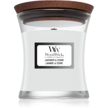 Woodwick Lavender & Cedar lumânare parfumată cu fitil din lemn notino.ro