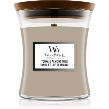 Woodwick Tonka & Almond Milk lumânare parfumată