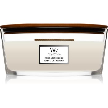 Woodwick tonka & almond milk lumânare parfumată cu fitil din lemn (hearthwick)
