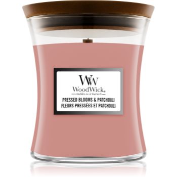 Woodwick Pressed Blooms & Patchouli lumânare parfumată cu fitil din lemn notino.ro Parfumuri